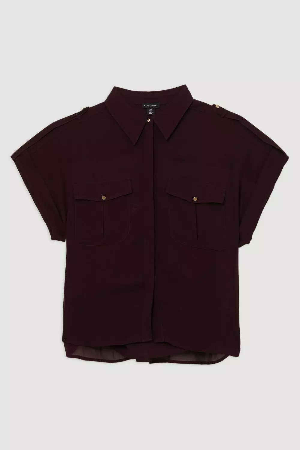 SLIM SHORT-SLEEVED FLECKED-WOOL SHIRT - CHARCOAL MÉLANGE